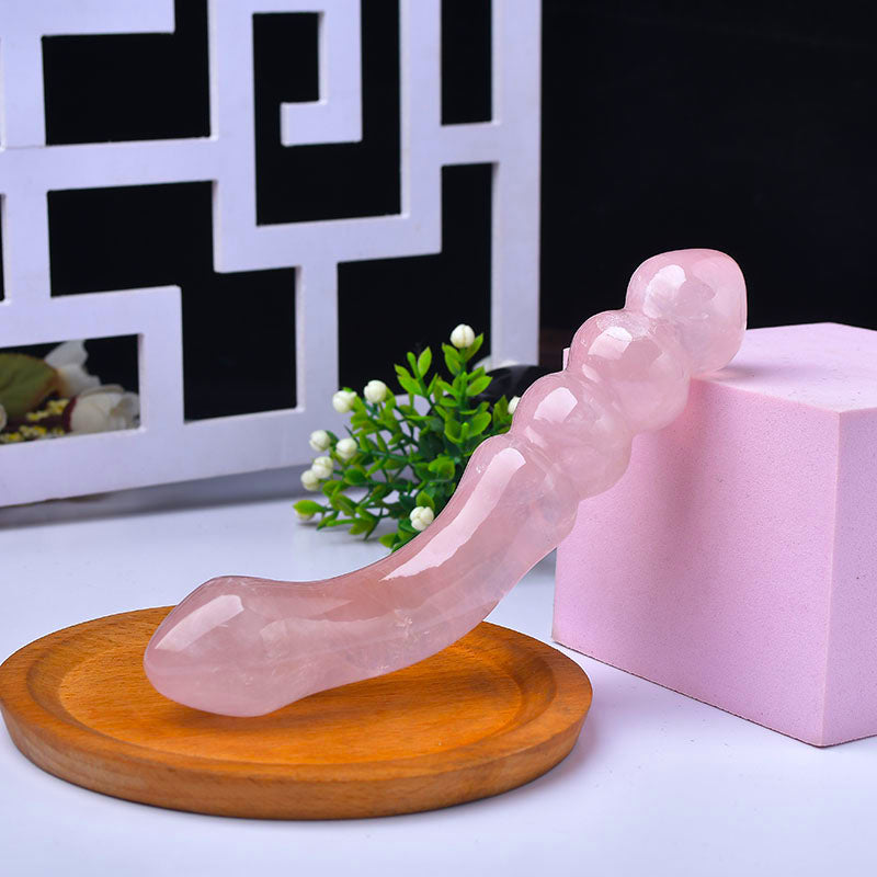 Wholesale Natural Penis Crystal Massage Wand Rose Quartz Crystal Dildo