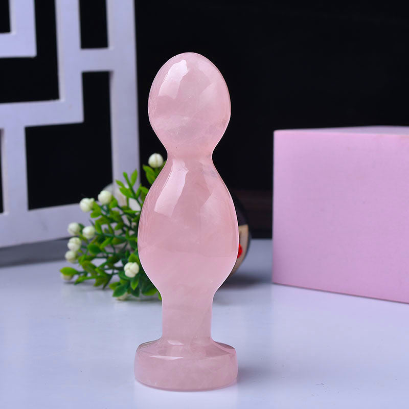 Hot Sales Natural Rose Quartz Penis Healing Stone Hand Carved Crystal Dildo Massage Wand