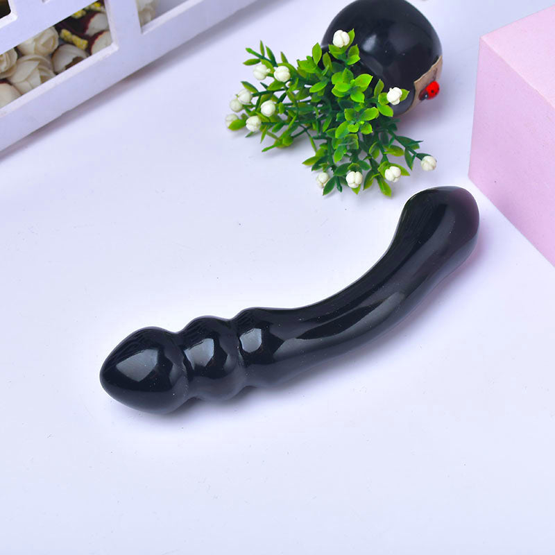 Natural Healing Black Obsidian Yoni Massage Crystal Quartz Dildo Wand