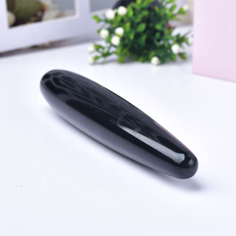 Wholesale Natural Black obsidian stone crystal quartz massager Yoni wands