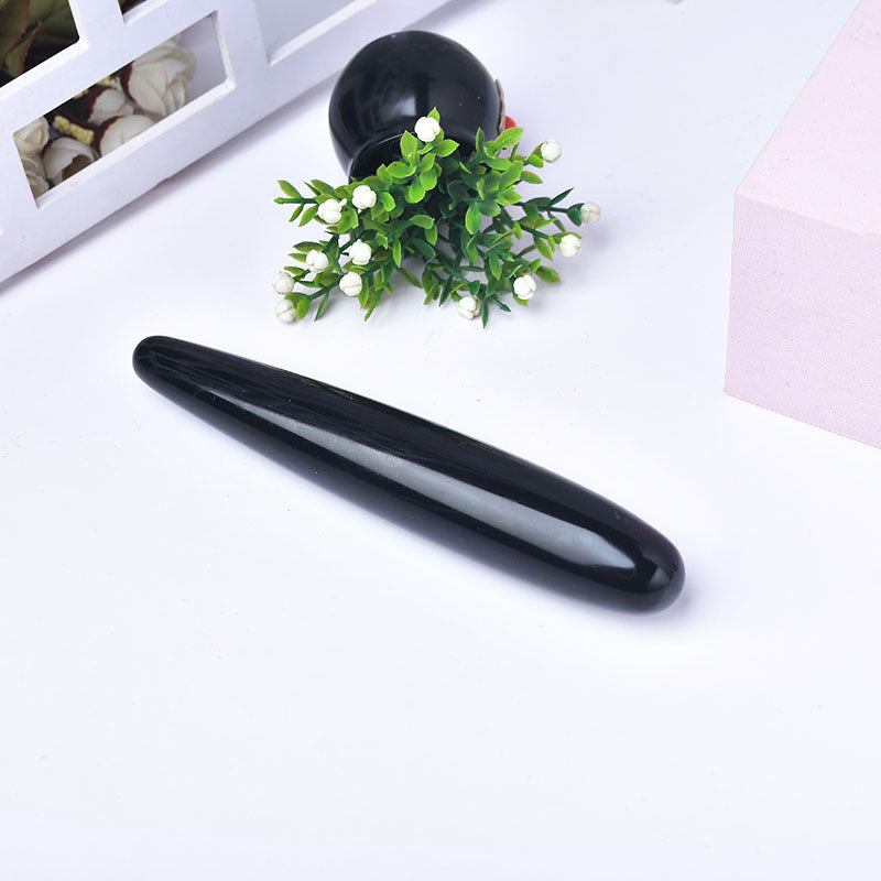 Wholesale Natural Black obsidian stone crystal quartz massager Yoni wands