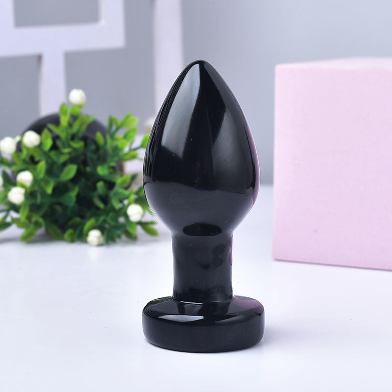 natural obsidian black quartz crystal dildo yoni healing crystal massage wand