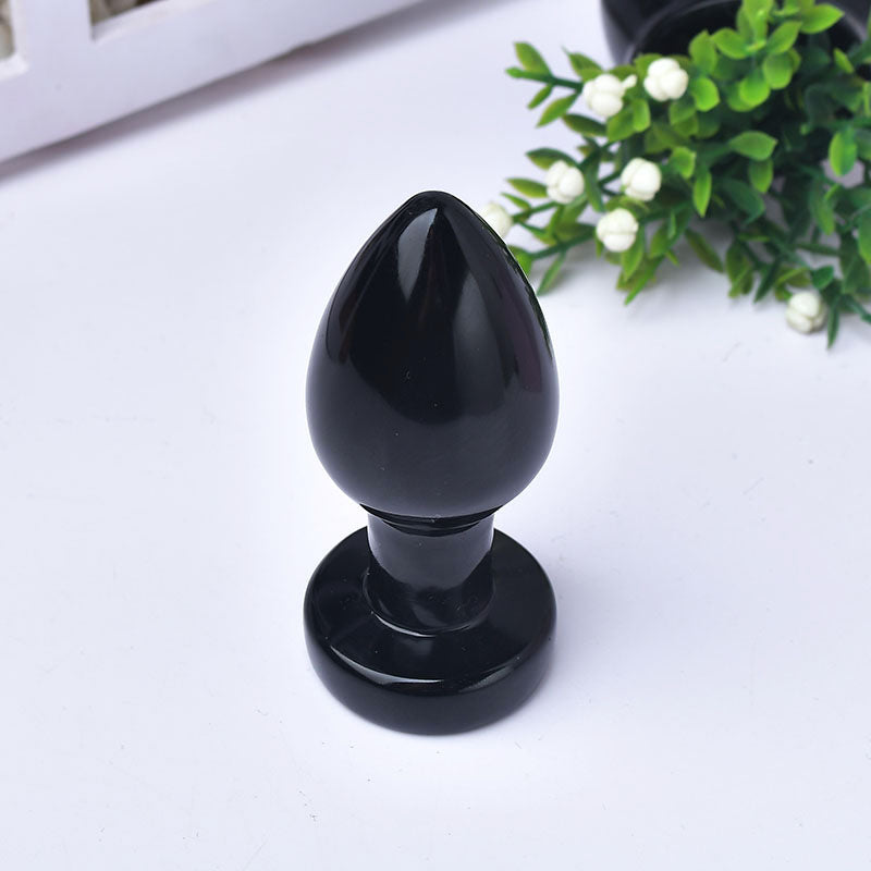 natural obsidian black quartz crystal dildo yoni healing crystal massage wand