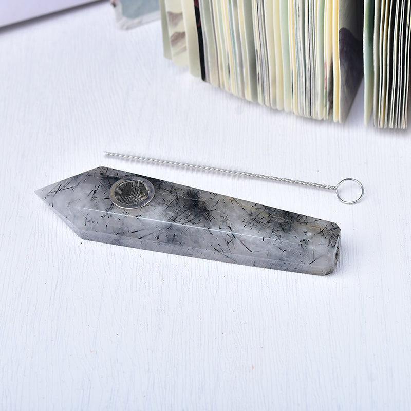 Wholesale Crystal Pipe Blak Rutilated Quartz