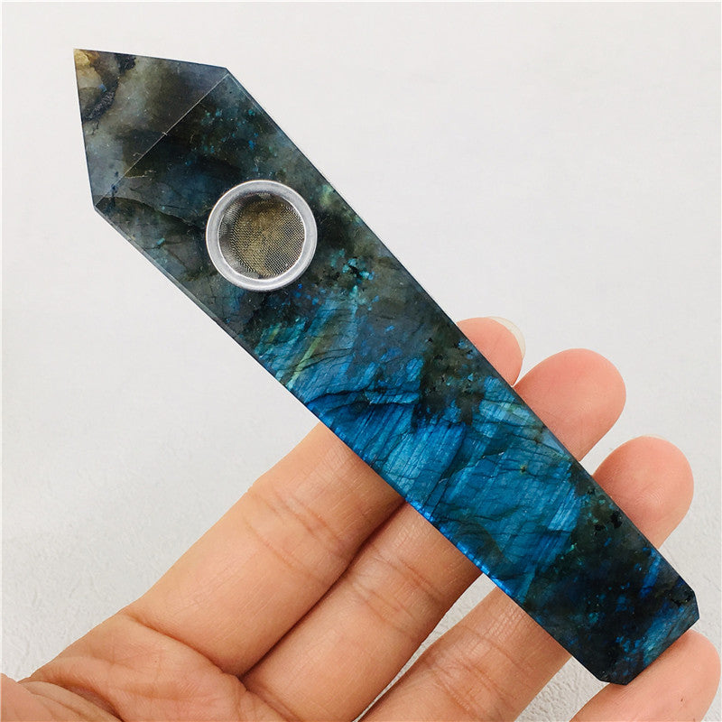 Wholesale Labradorite Crystal Pipe, gemstone quartz pipe