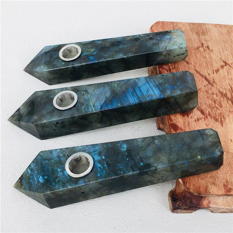 Wholesale Labradorite Crystal Pipe, gemstone quartz pipe