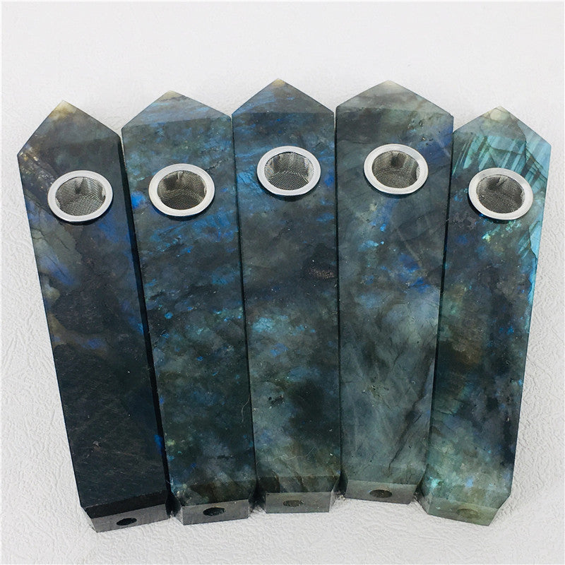 Wholesale Labradorite Crystal Pipe, gemstone quartz pipe