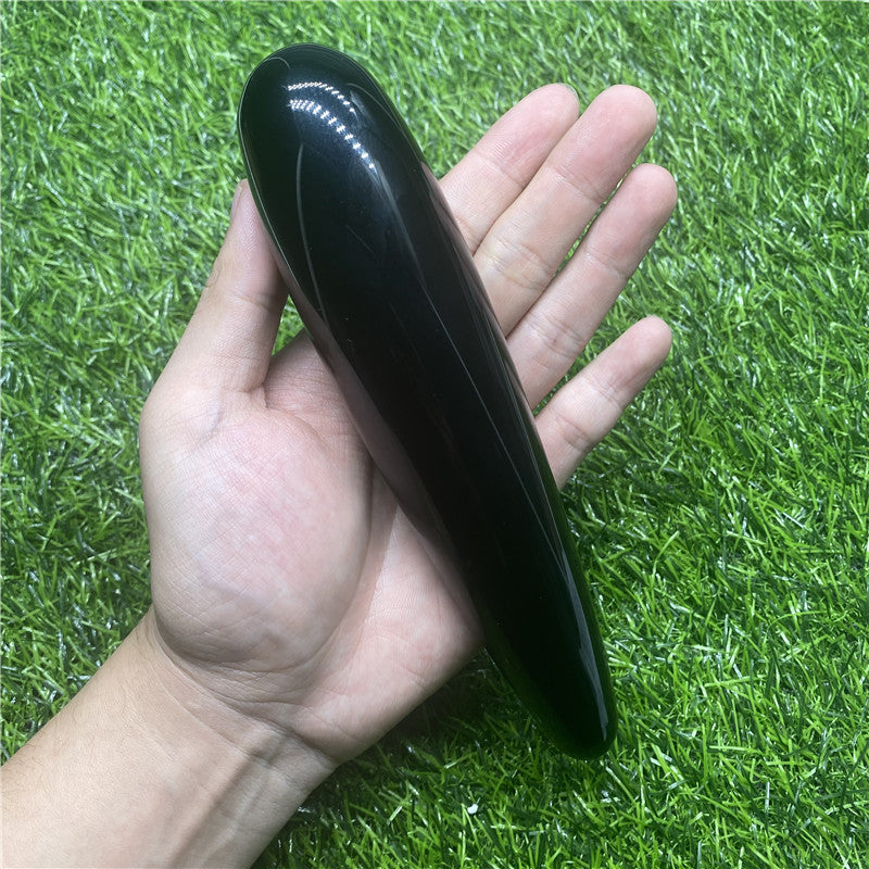 Wholesale Obsidian Crystal Yoni Wand Massage Wand Quartz Dildo 18CM