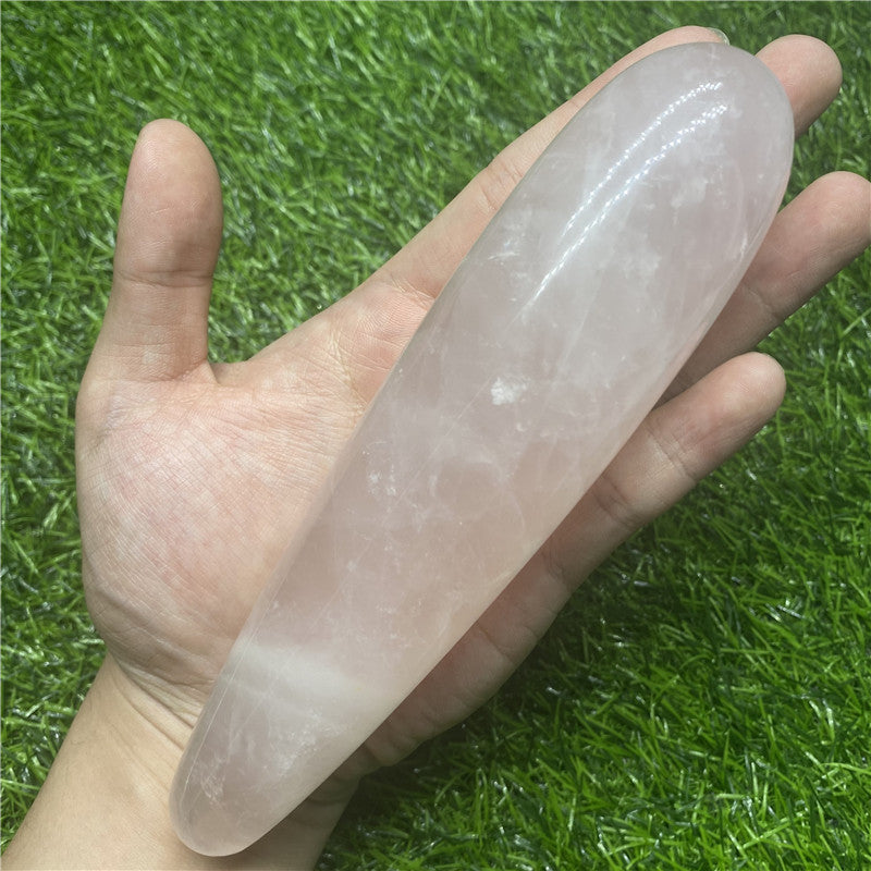 Wholesale 18CM Rose Quartz Crystal Yoni Wand Massage Wand Quartz Dildo