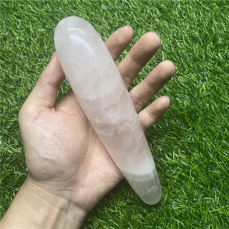 Wholesale 18CM Rose Quartz Crystal Yoni Wand Massage Wand Quartz Dildo