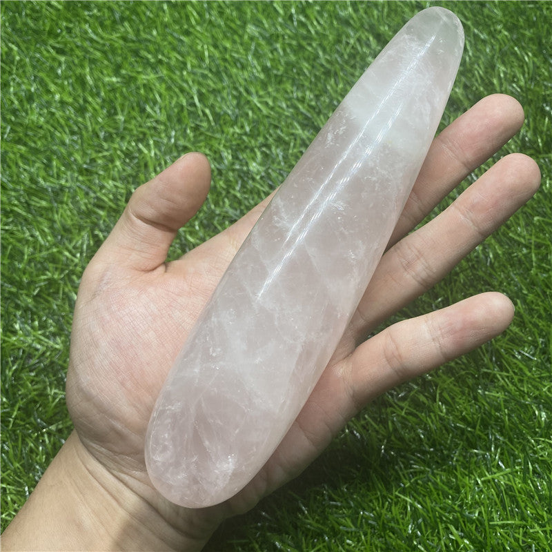 Wholesale 18CM Rose Quartz Crystal Yoni Wand Massage Wand Quartz Dildo